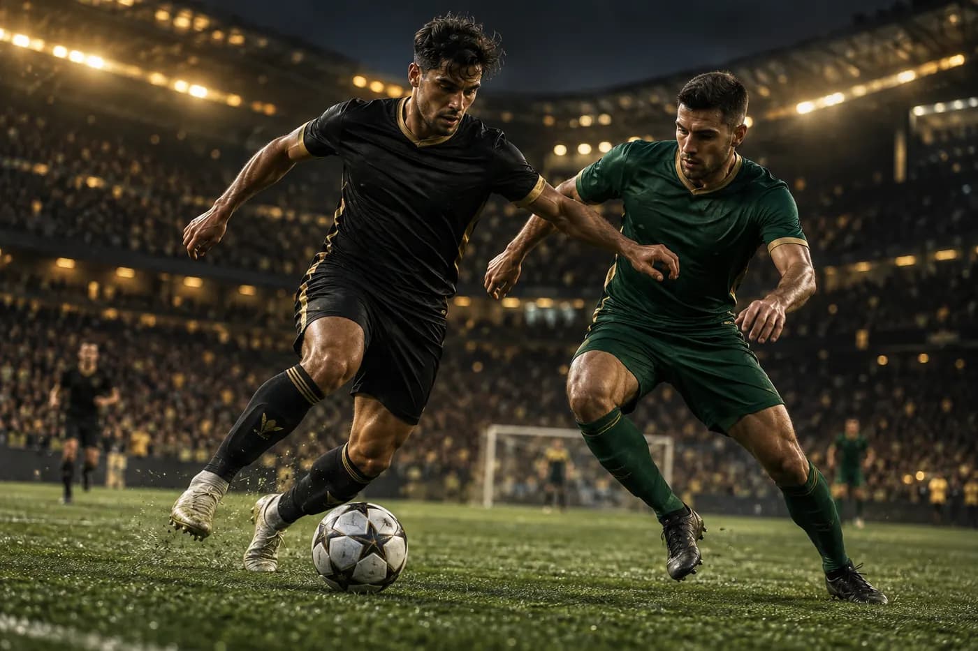PlayStation oynanış atmosferini gösteren premium futbol sahnesi